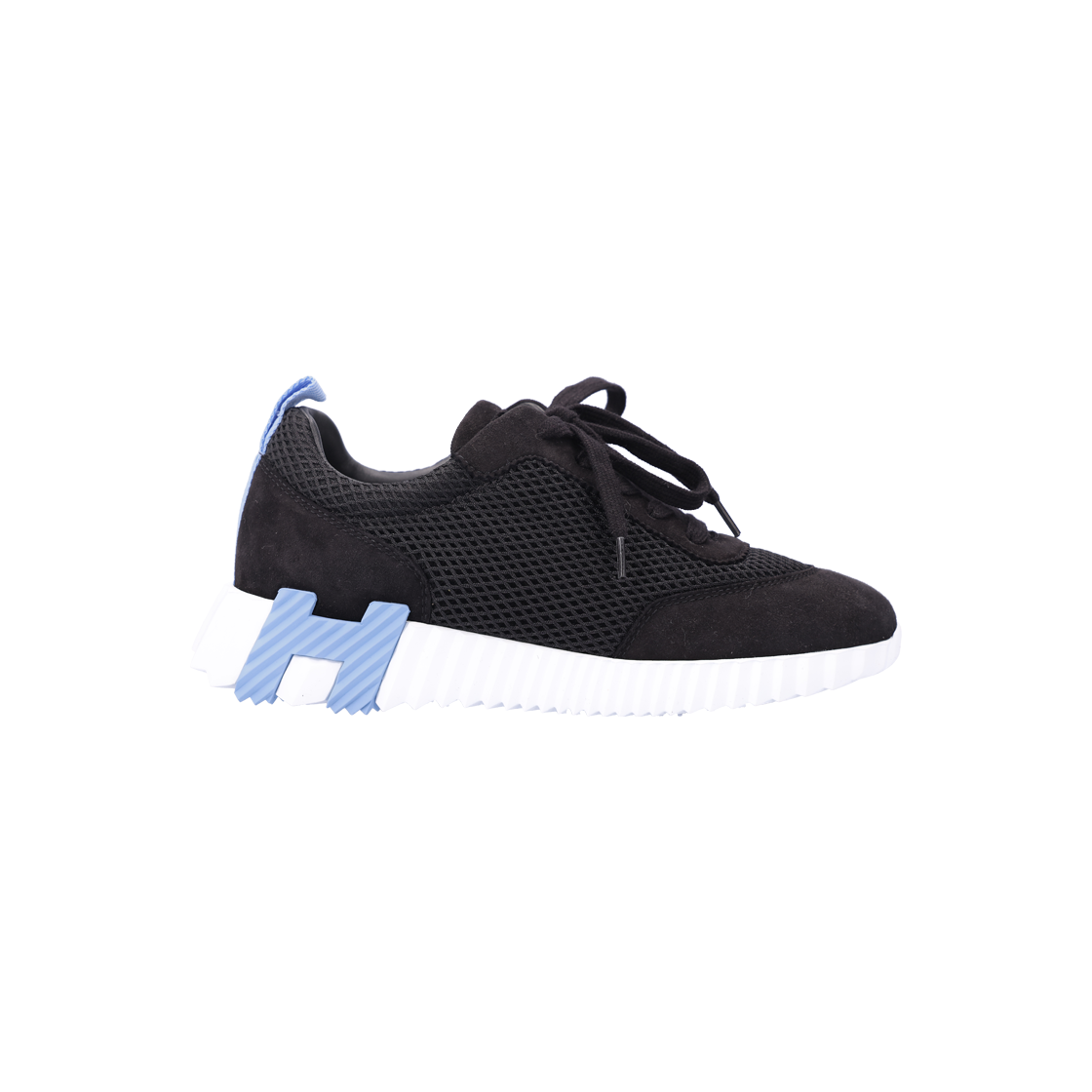 ITS4SQ46TKJF Hermes H232173Z03 Bouncing Sneakers in Graphic Mesh and Suede Goat Leather, Noir 37