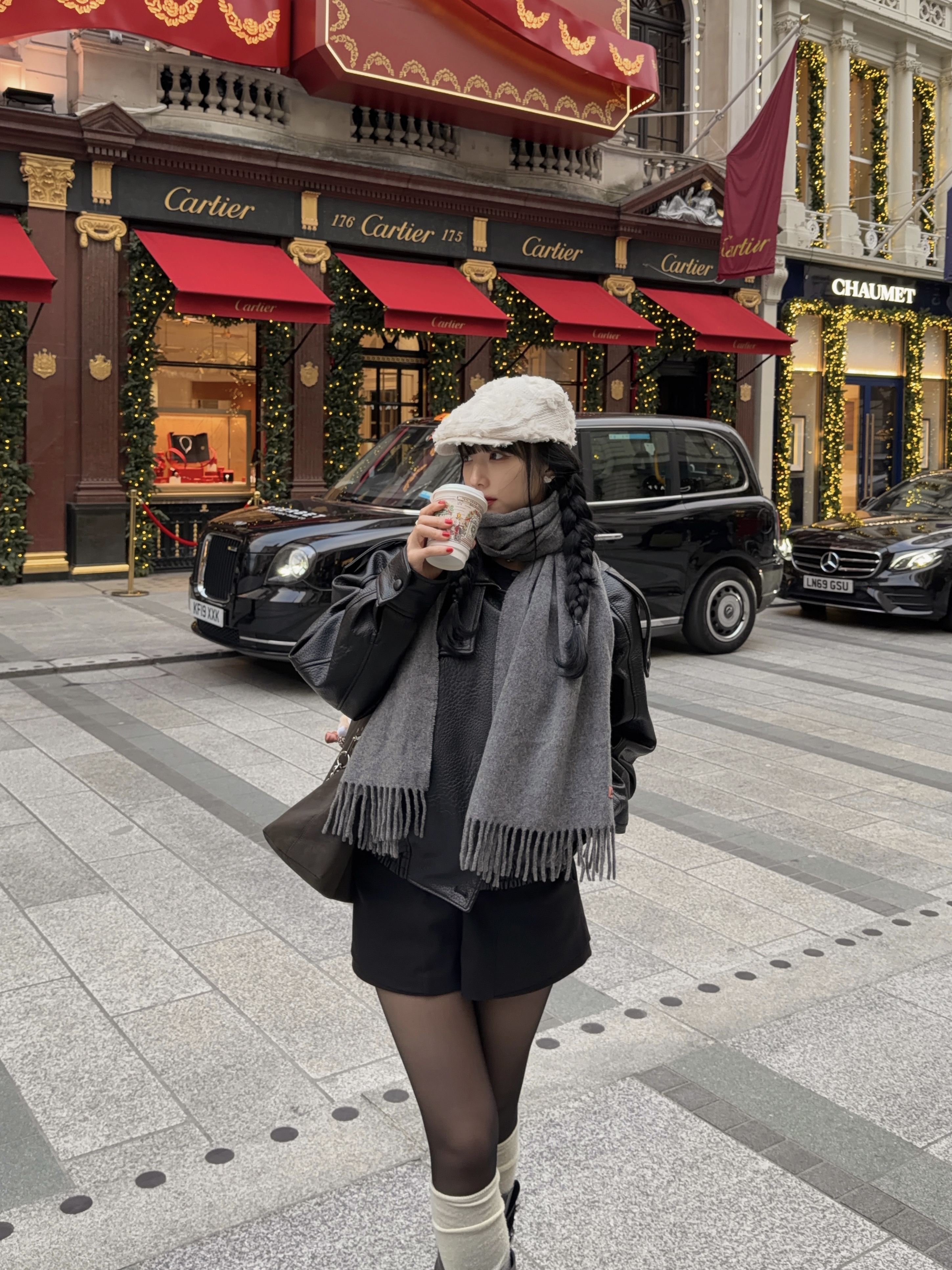 Acne Studios Wool Fringe Muffler Grey Melange, Zara Faux Leather Jacket Black 착용 스타일 - 3
