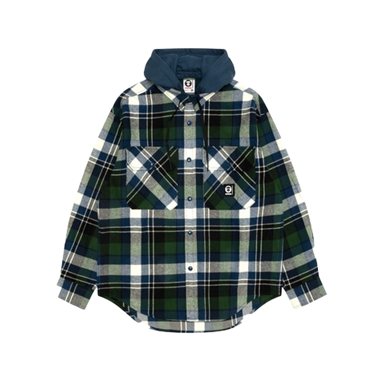 KM6ASHLAP53NY AAPE Now Long Sleeve Shirt Navy Green - 26SS