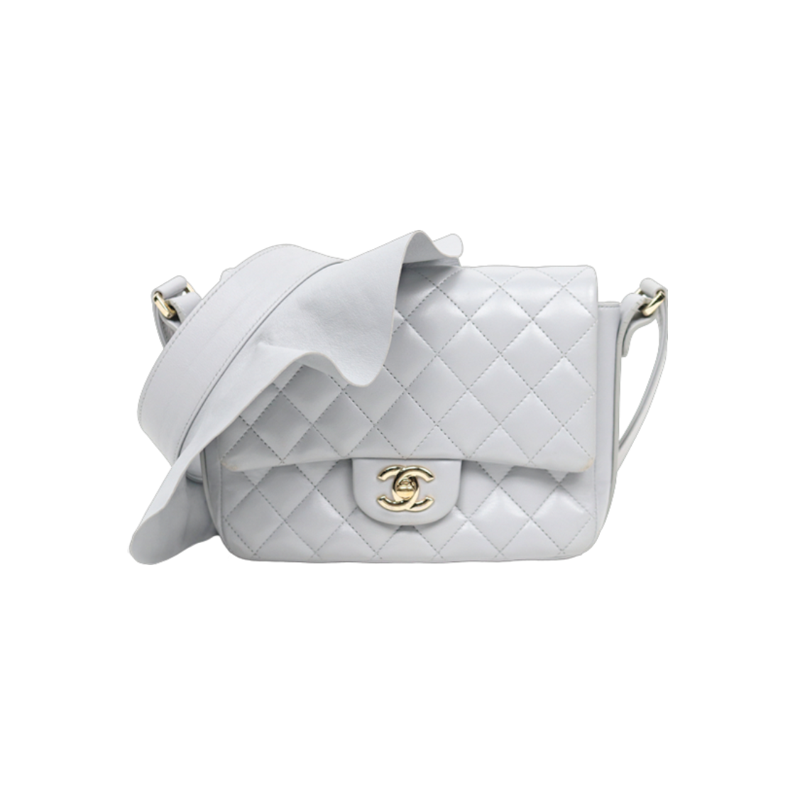 ITEVVNPHSP64 Chanel Gray CC Ruffle Shoulder Bag