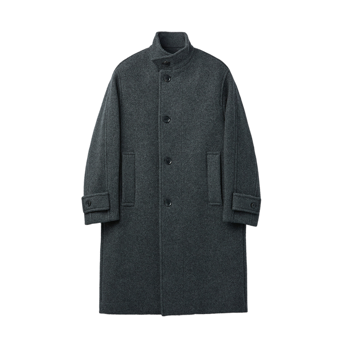 CWCAW25614GYD Customellow Wool High Neck Coat Dark Gray