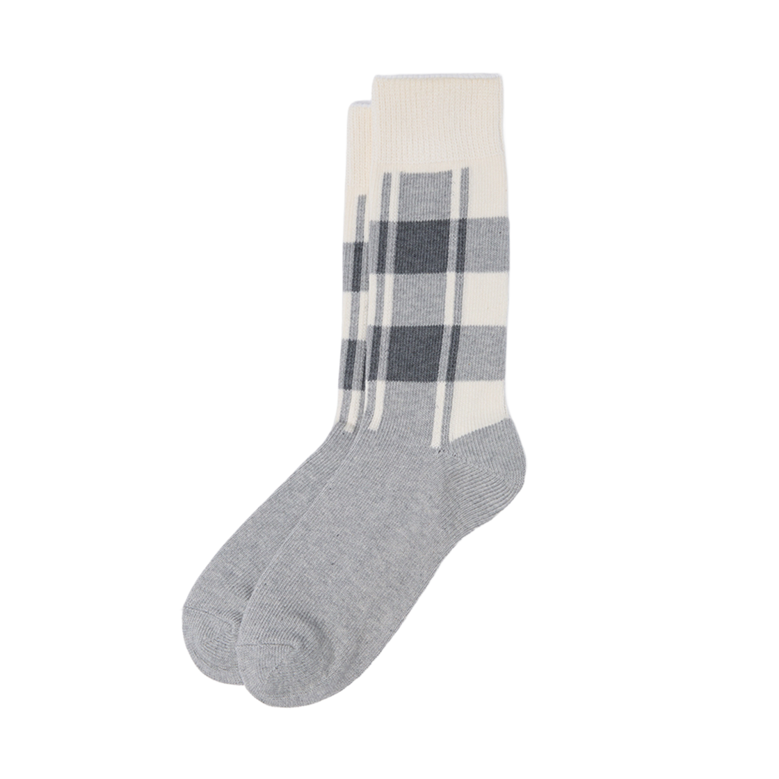 커스텀멜로우 체크 삭스 그레이(Customellow Check Socks Gray)