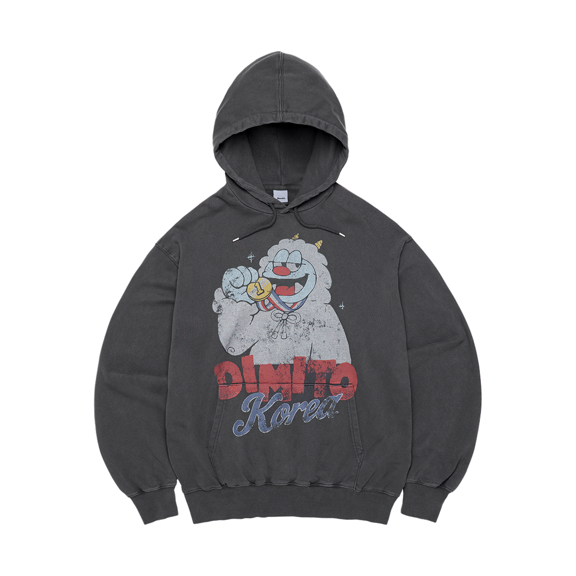 FVED71232 Dimito Team Korea Replica Turri Cartoon Logo Hoodie Vintage Black