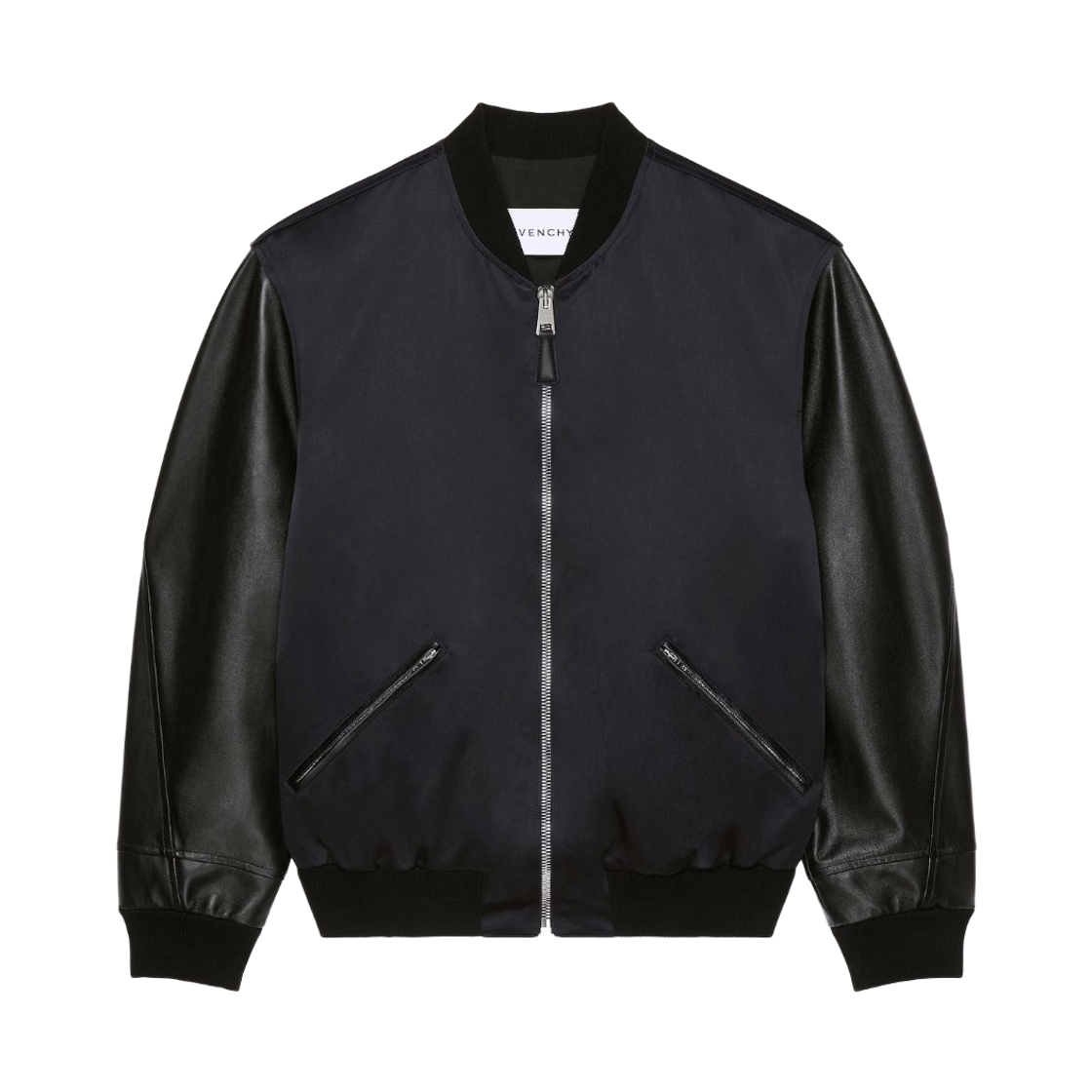 지방시 파리 레더 새틴 자수 봄버 블랙(Givenchy Paris Bomber in Leather and Satin with Embroidered Black)