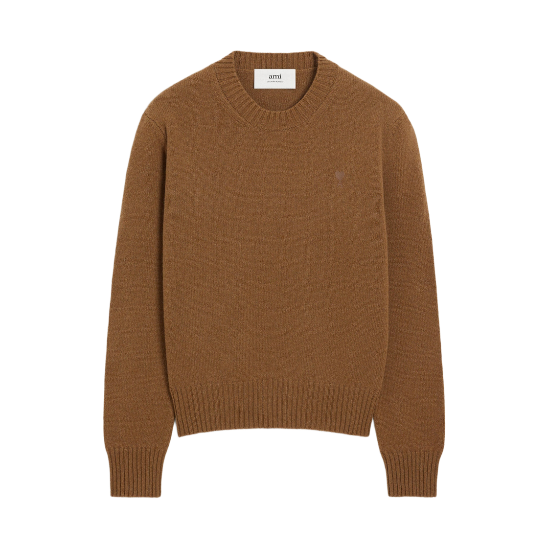 HKS830-005-216 AMI de Coeur Cashmere Crewneck Sweater Hazelnut