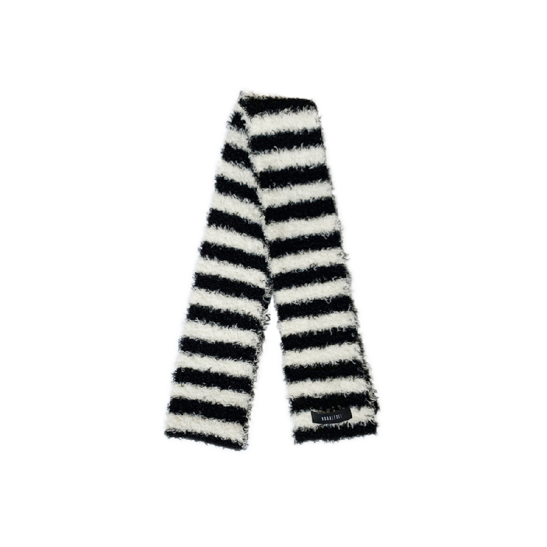 KS4CAMF006BK Kookeesee Hairy Stripe Knit Muffler Ivory/Black