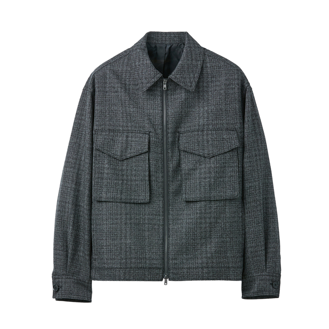 CWUAA25513BKX Customellow Wool Tweed Zip Jacket Black