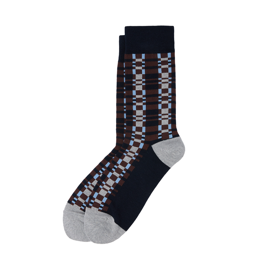 CALAX25517NYX Customellow Check Socks Navy