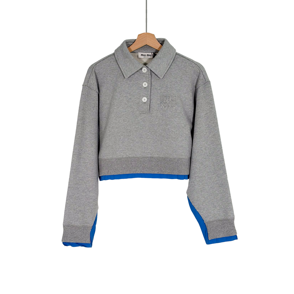 ITGC4SNNG8E4 Miu Miu Layered Collar Poplin Sweatshirt - Gray