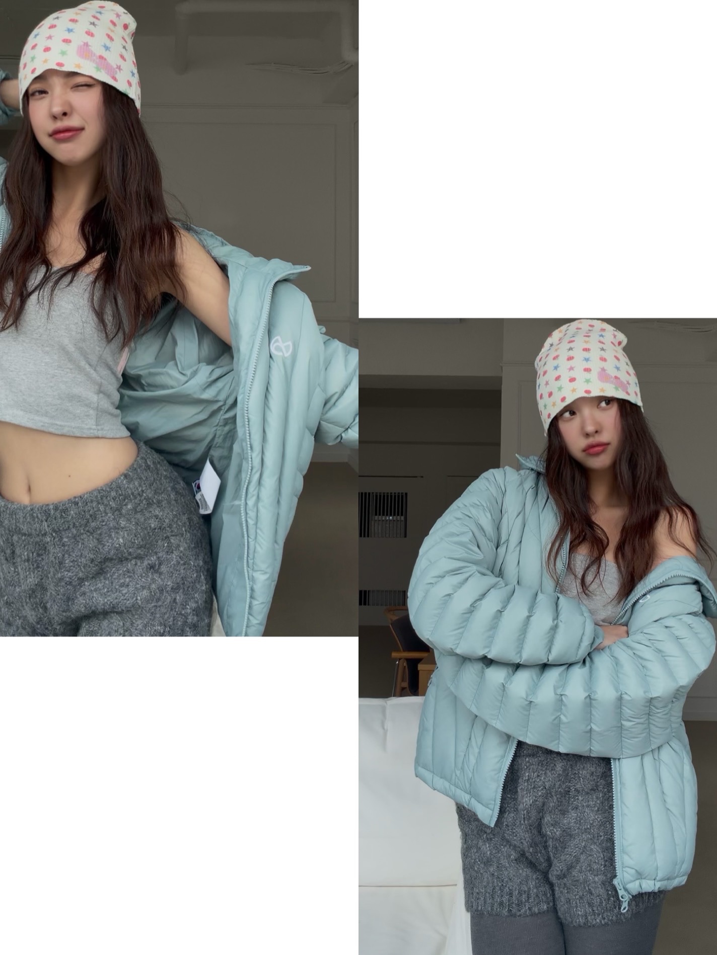 [KREAM 단독] NOMANUAL Nubes Light Duck Down Marina 착용 스타일 - 7