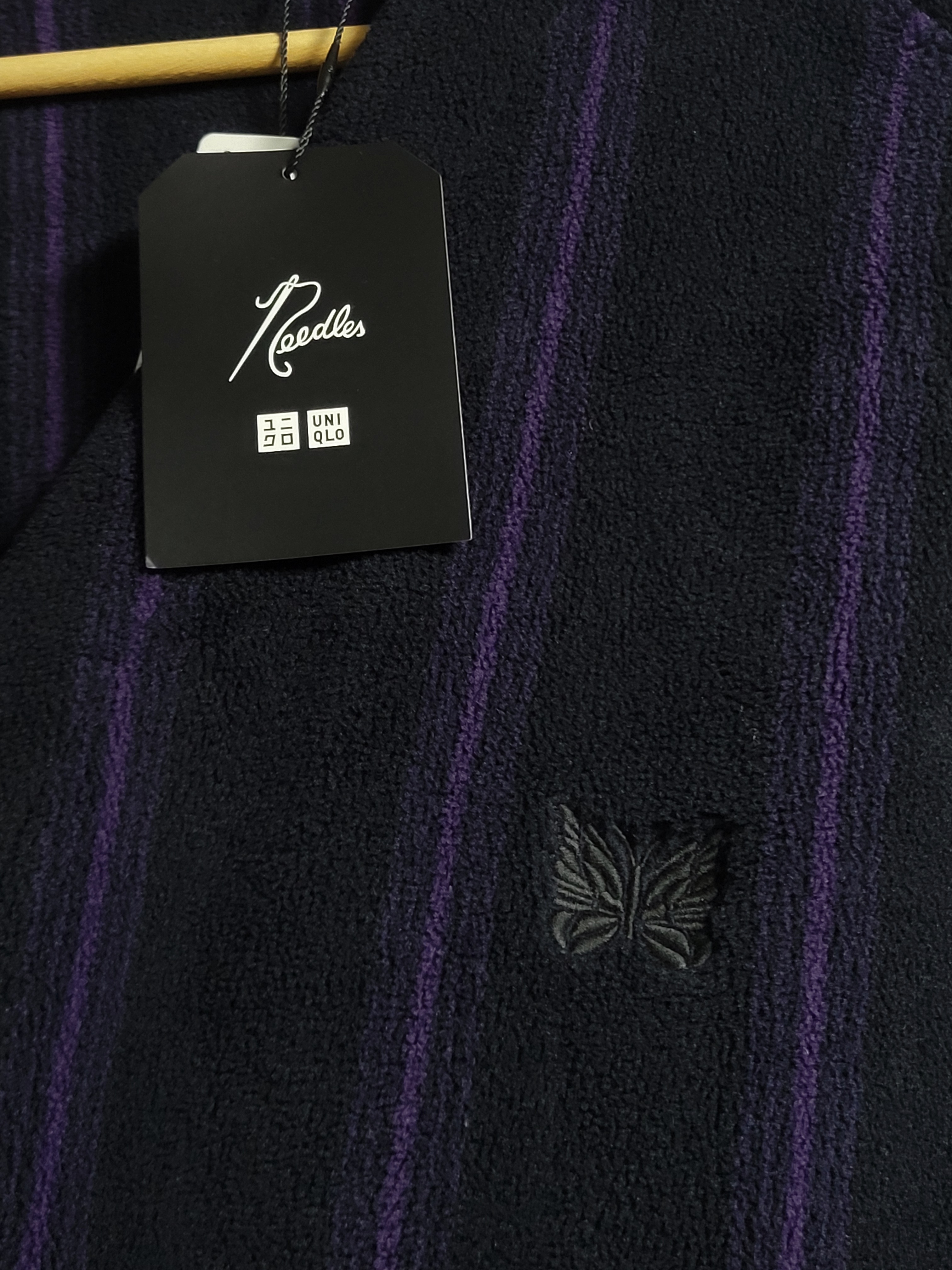 Uniqlo x Needles Fleece Oversized Cardigan Black - KR 착용 스타일 - 2