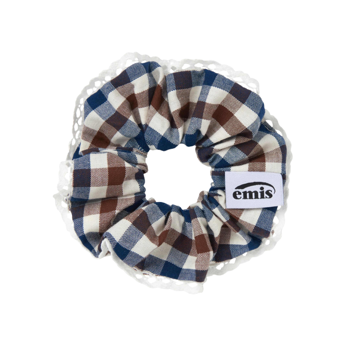 - (W) Emis Block Check Scrunchie Navy Brown