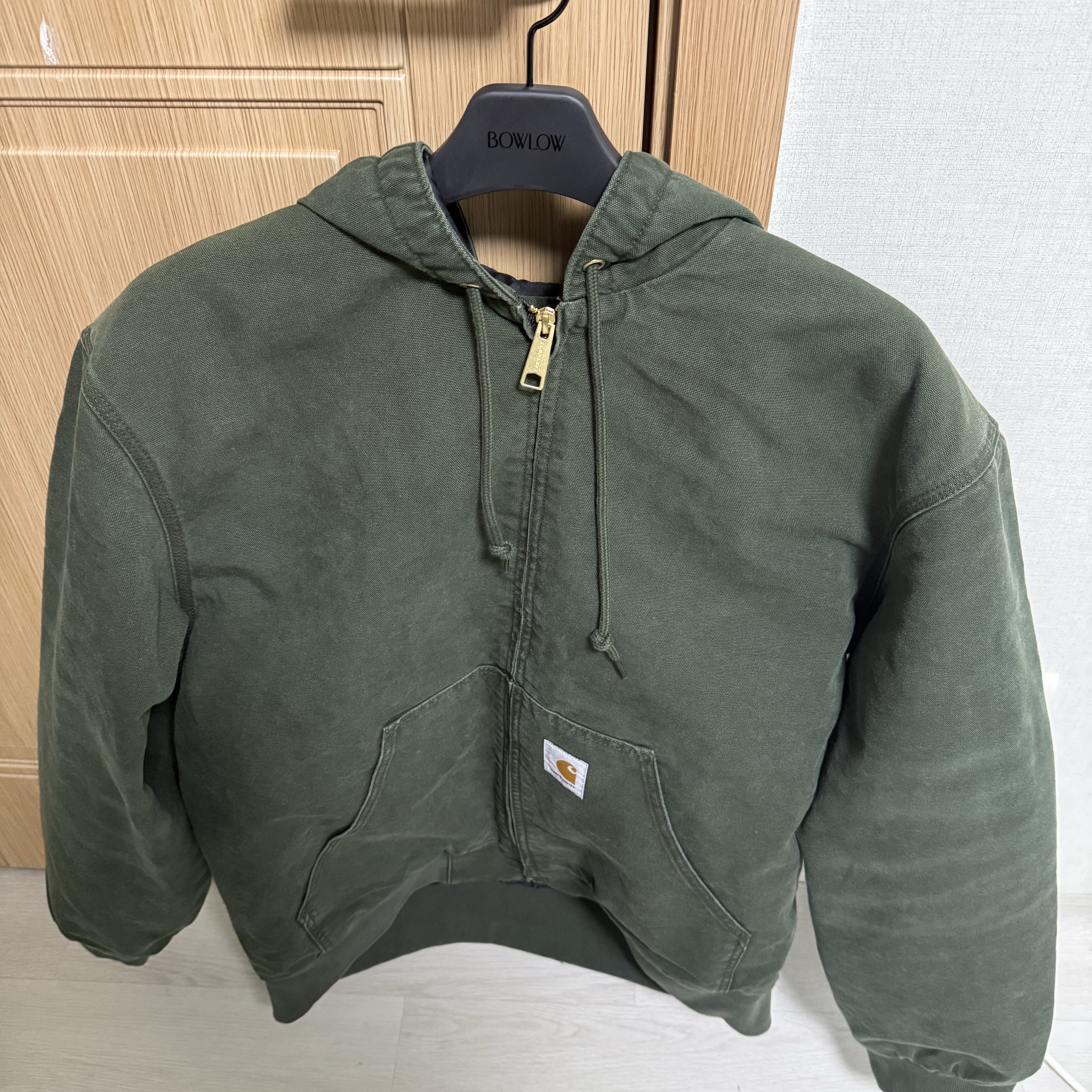 Carhartt WIP OG Active Jacket Olive Stone Canvas 착용 스타일