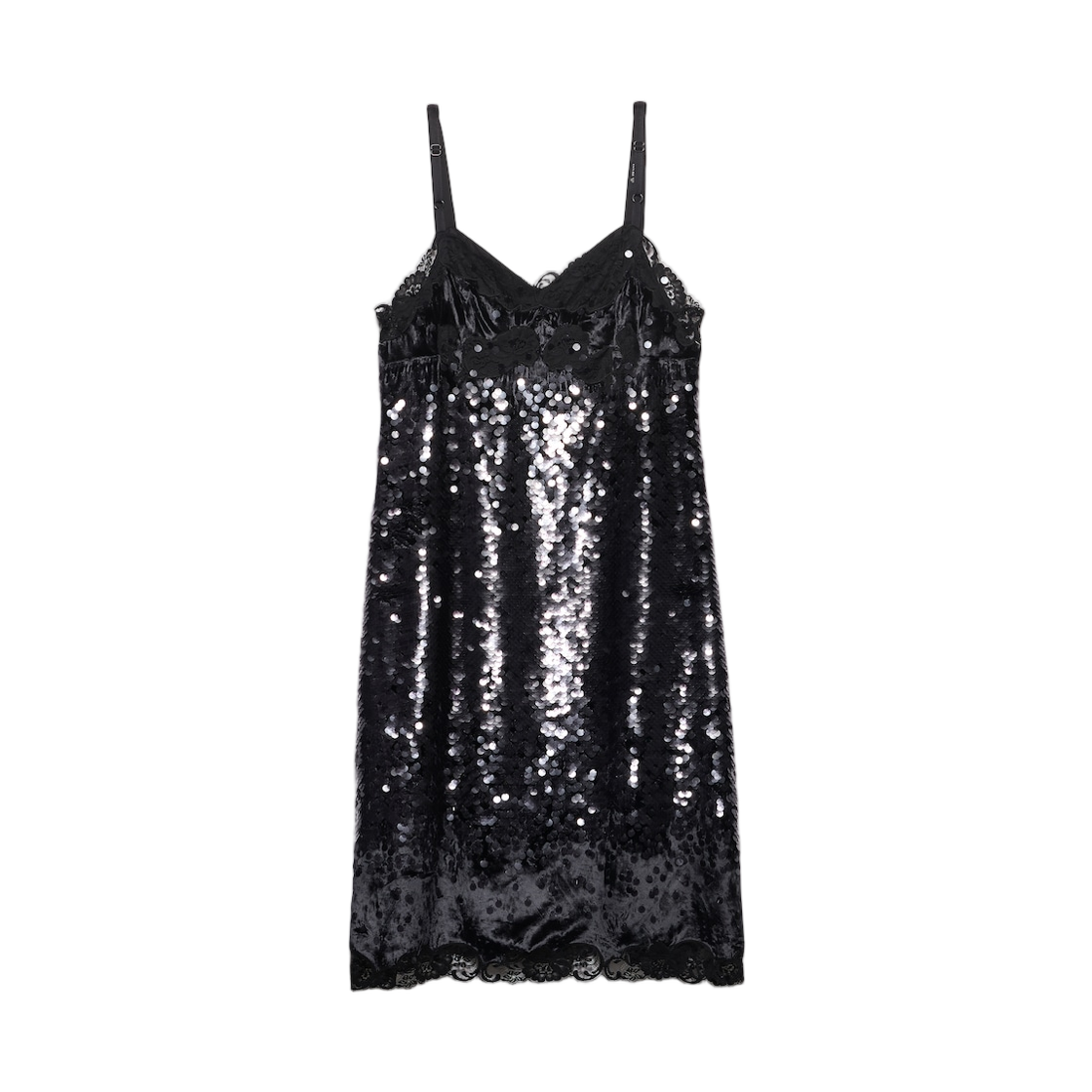 P3R22R-18PH-F0002 (W) Prada Embroidered Velvet Dress with Sequins and Lace Black