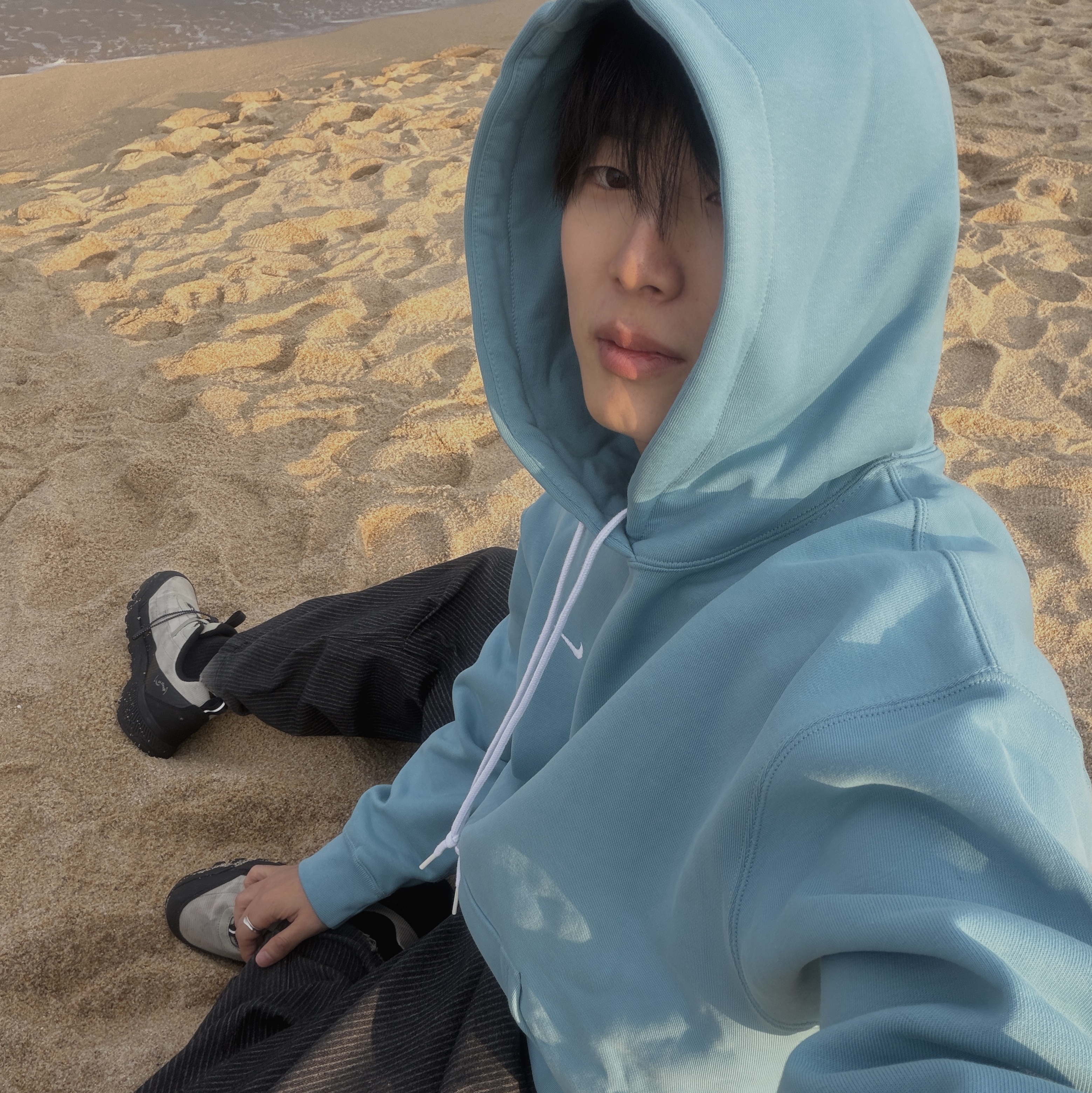 Nike Solo Swoosh Fleece Pullover Hoodie Denim Turquoise White - Asia 착용 스타일 - 1