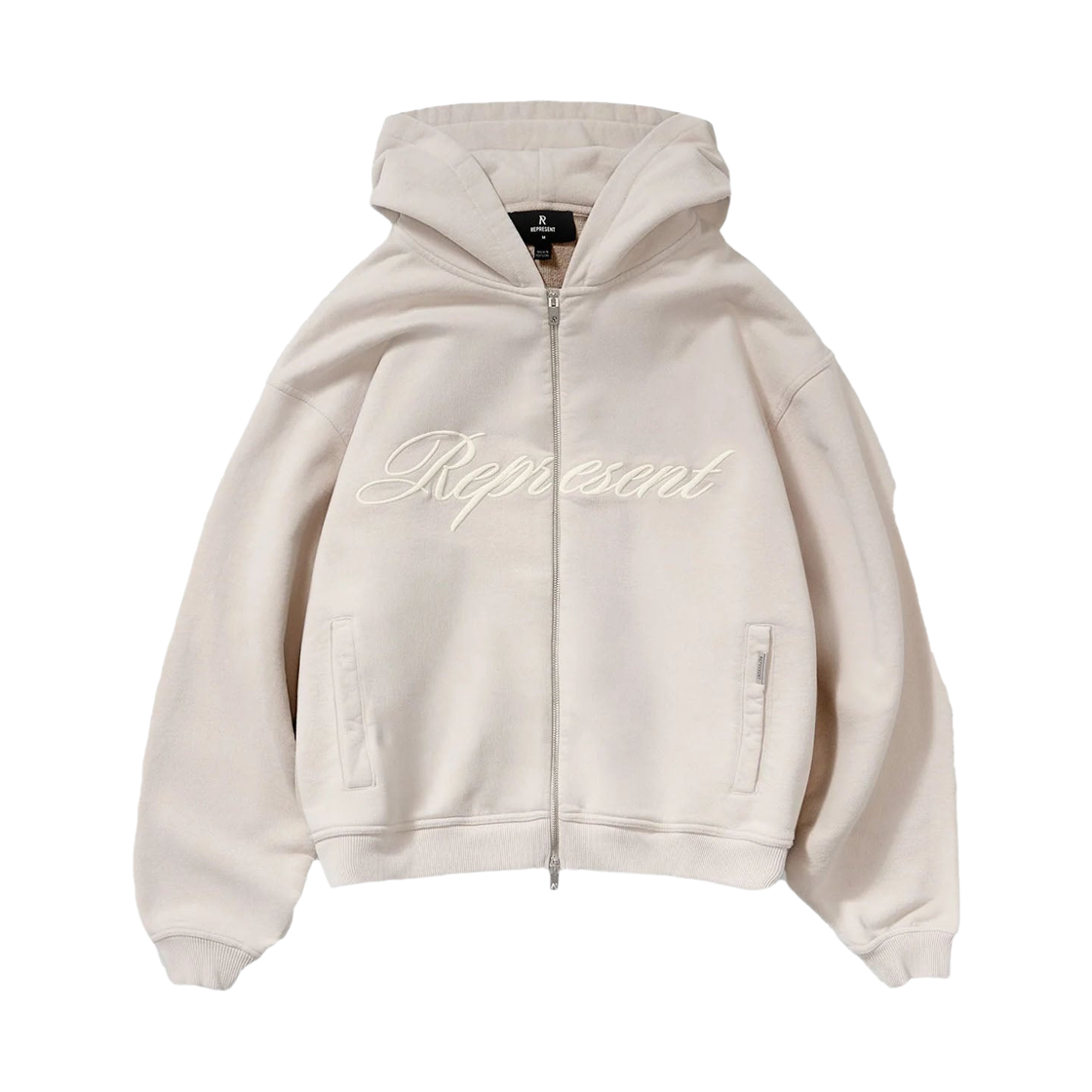 리프레젠트 스크립트 로고 집 후드 콘크리트(Represent Script Logo Zip Hoodie Concrete) - 1