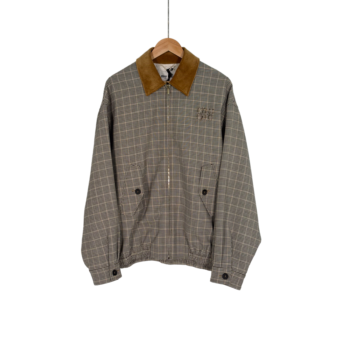 ITKRINLSB2PS Miu Miu 25SS Double Check Weave Oversized Wool Bomber Jacket - Brown