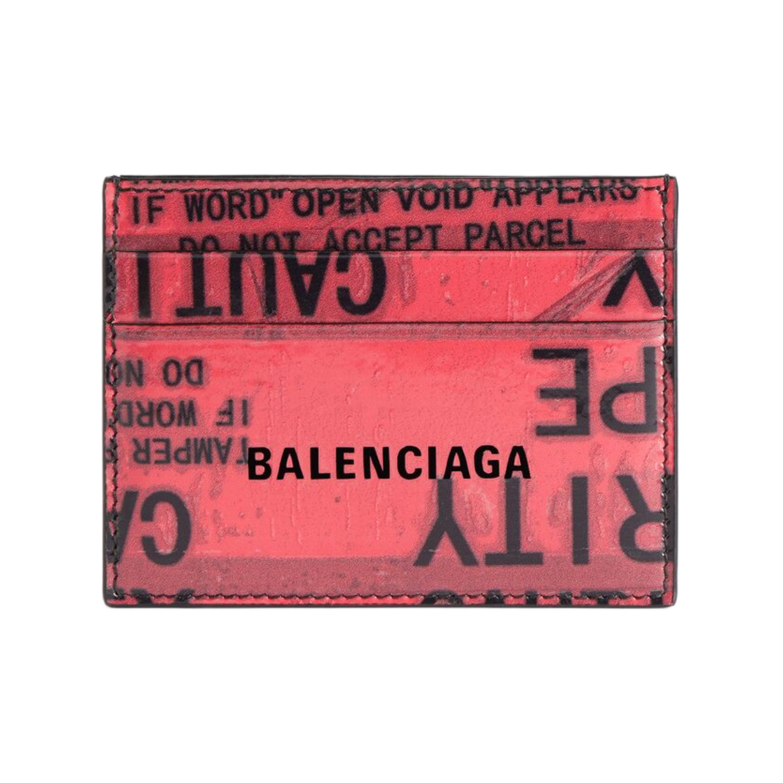 8354702ABY81065 Balenciaga Tape Type Card Holder Black Red
