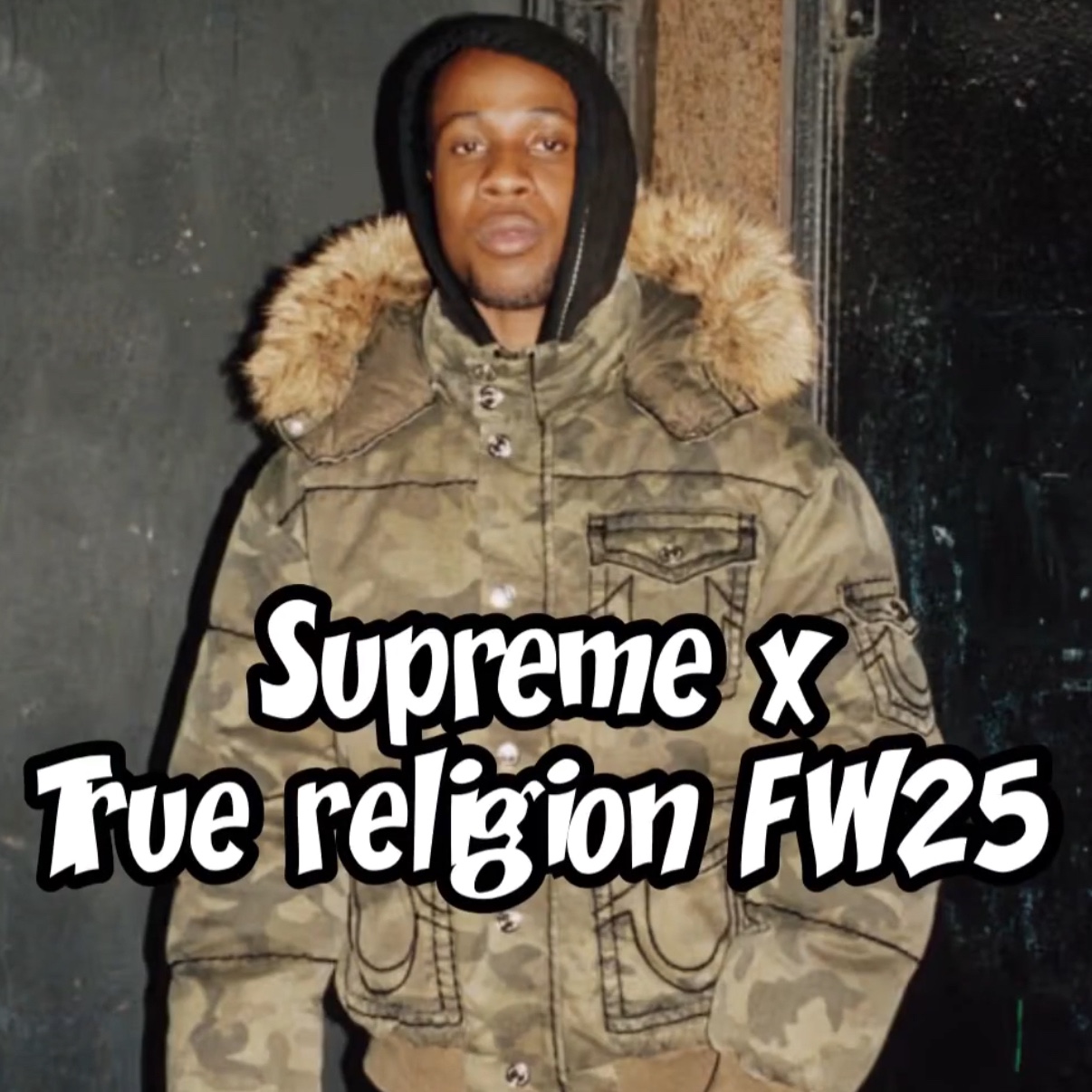 Supreme x True Religion Puffer Jacket Olive Camo - 25FW 착용 스타일