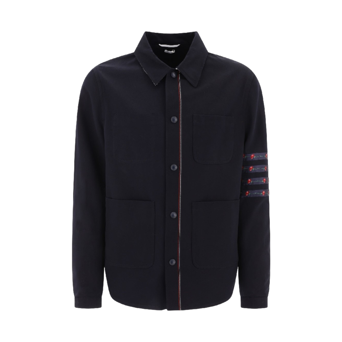 MJO228U-F0704-415 Thom Browne Rose Jacquard 4-Bar Utility Jacket Navy
