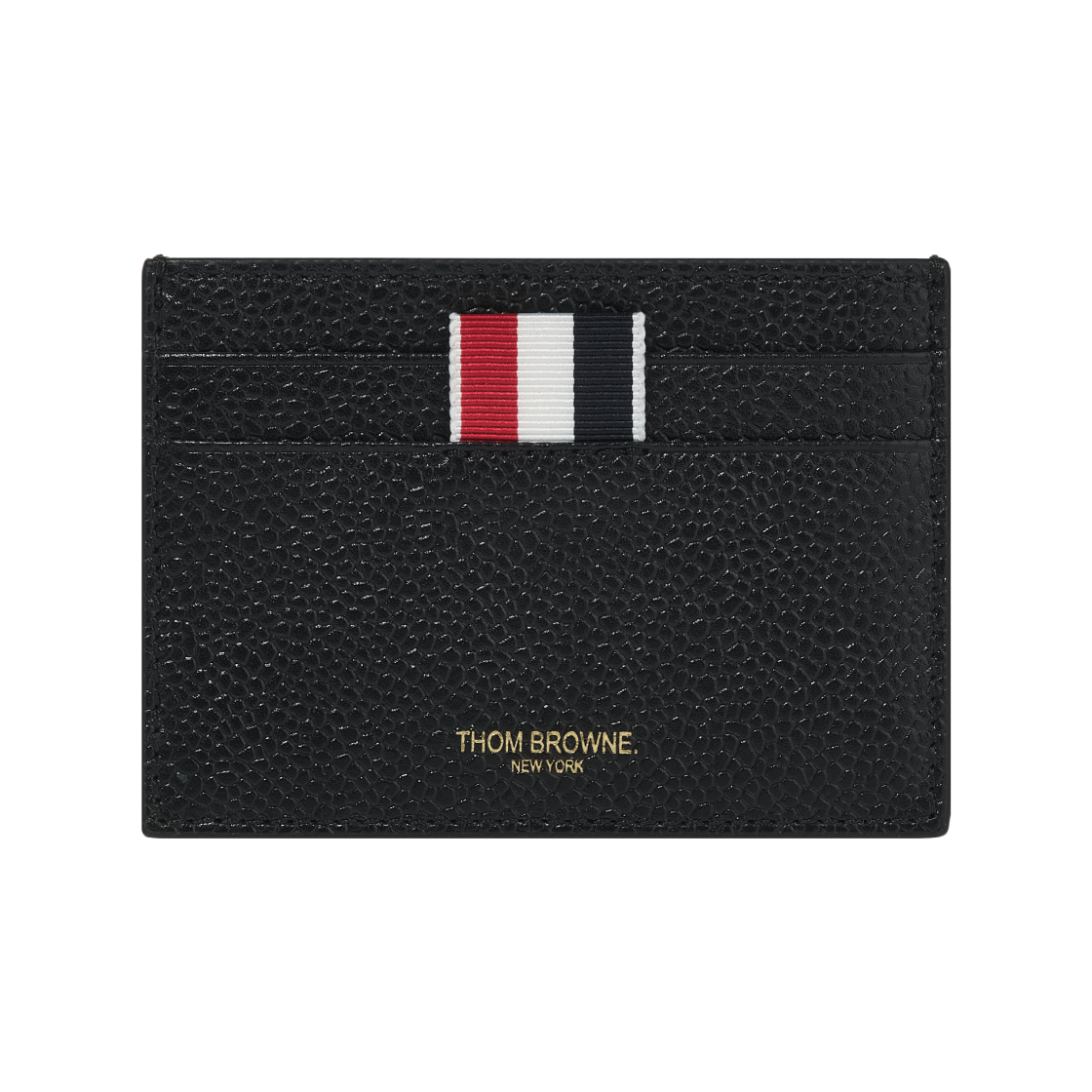 FAW035A-00198-001 Thom Browne Pebble Grain Leather Stripe Note Compartment Card Holder Black