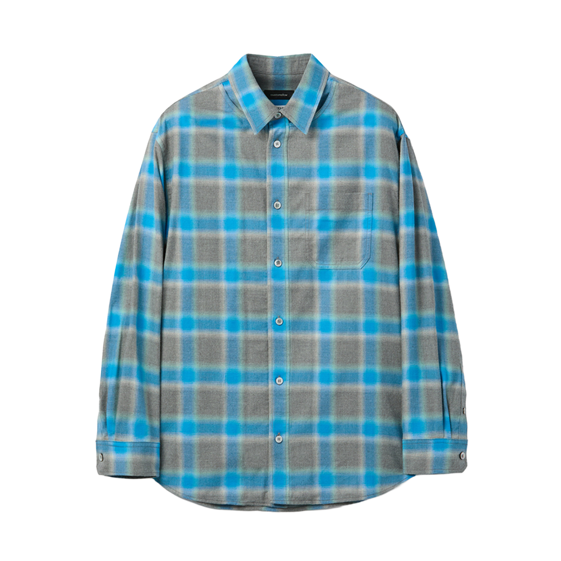CWSAW25141BUX Customellow Oversized Fit Layered Check Shirt Blue