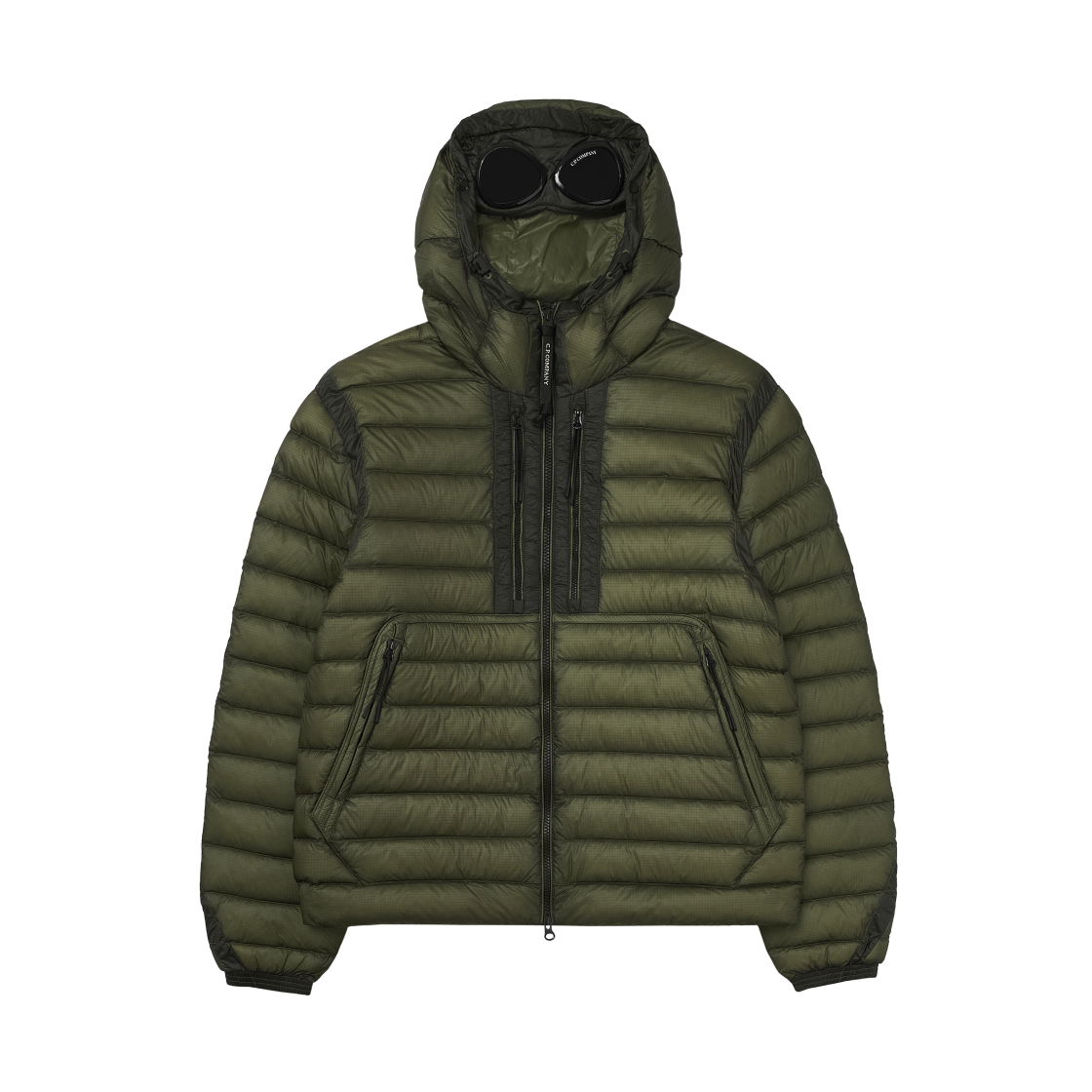 C.P. 컴퍼니 D.D. 쉘 고글 다운 자켓 캐퍼스 그린 - 25FW(C.P. Company D.D. Shell Goggle Down Jacket Capers Green - 25FW)