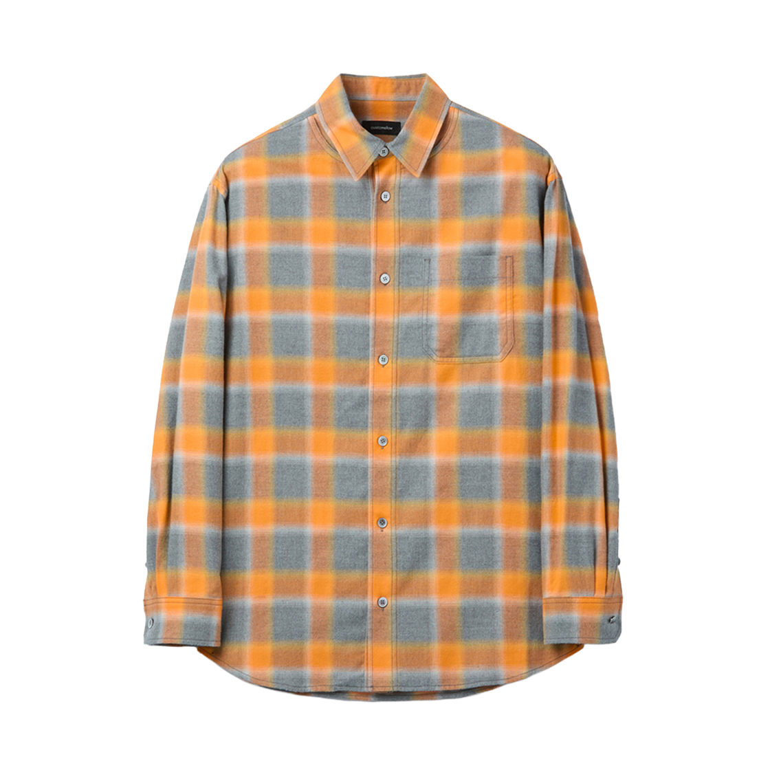CWSAW25142ORX Customellow Oversized Fit Layered Check Shirt Orange