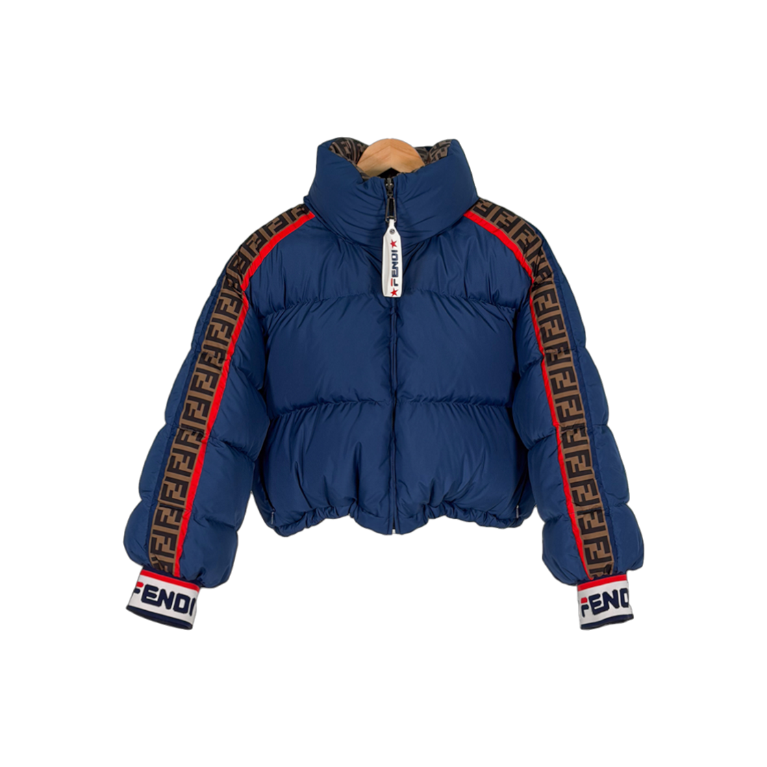 펜디 x 휠라 여성 모노그램 리버시블 로고 크롭 푸퍼 숏패딩 자켓 S