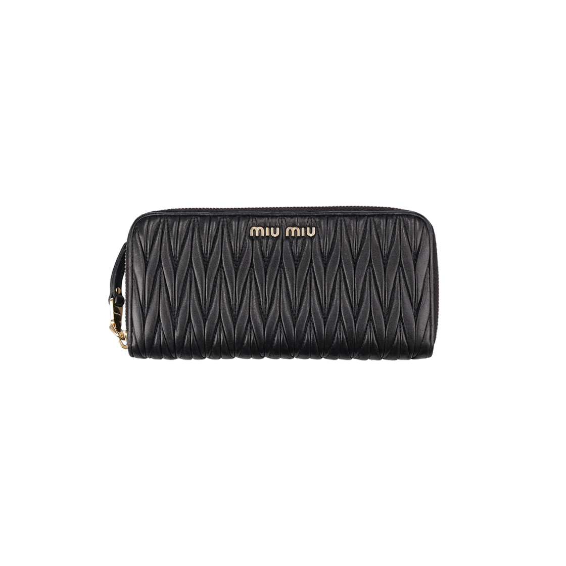 ITKPFN9SKG9R Miu Miu Matte Leather Large Zip Wallet in Black