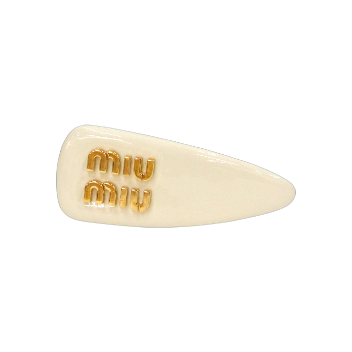IT9NHO64D7R3 Miu Miu Ivory Patent Hairpin C-B41439