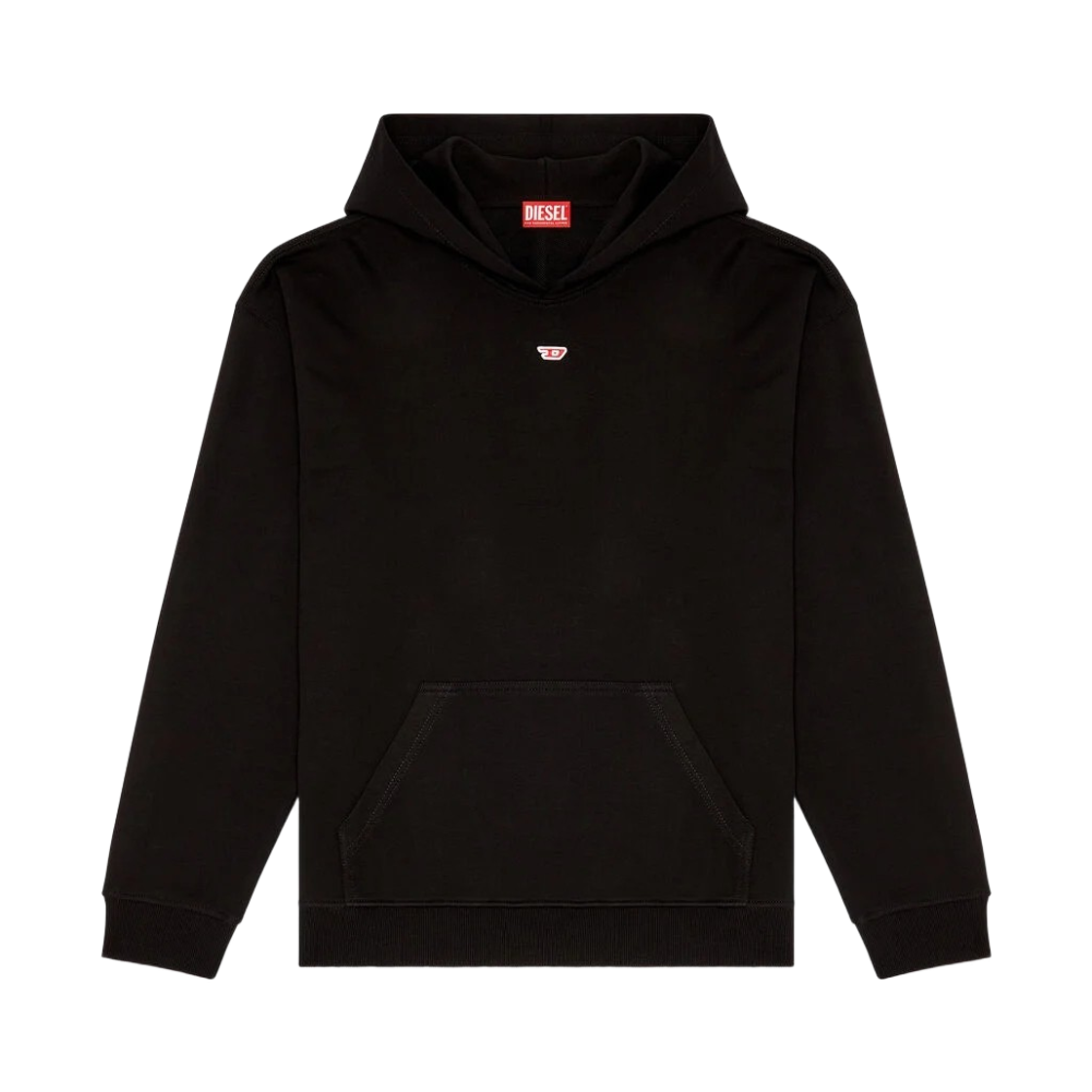 디젤 S-박스-후드-D D 로고 패치 후드 블랙(Diesel S-Boxt-Hood-D Hoodie with D Logo Patch Black) - 1