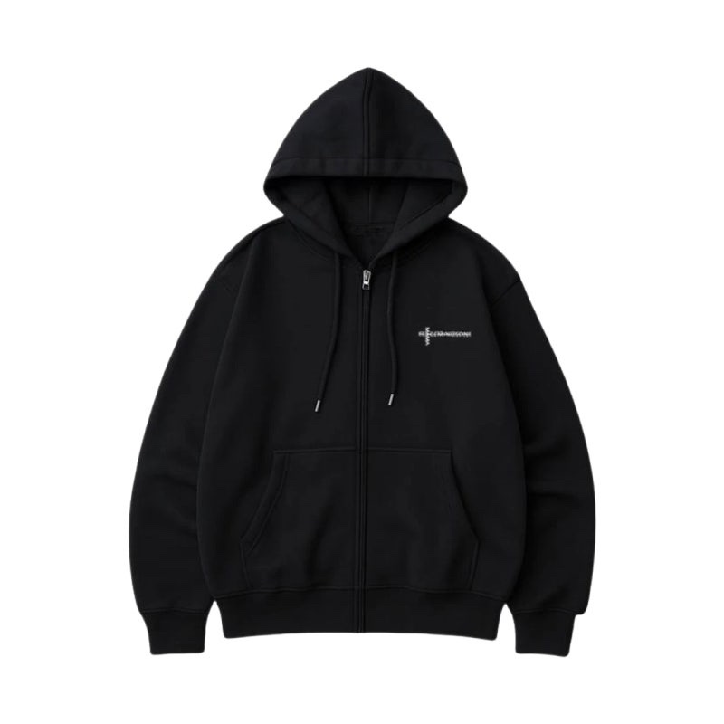 Peaceminusone x 2025 MAMA Awards Peacemamaone Zip Up Hoodie Black, Peaceminusone x 2025 MAMA Awards Peacemamaone T-Shirt Black 착용 스타일 - 3