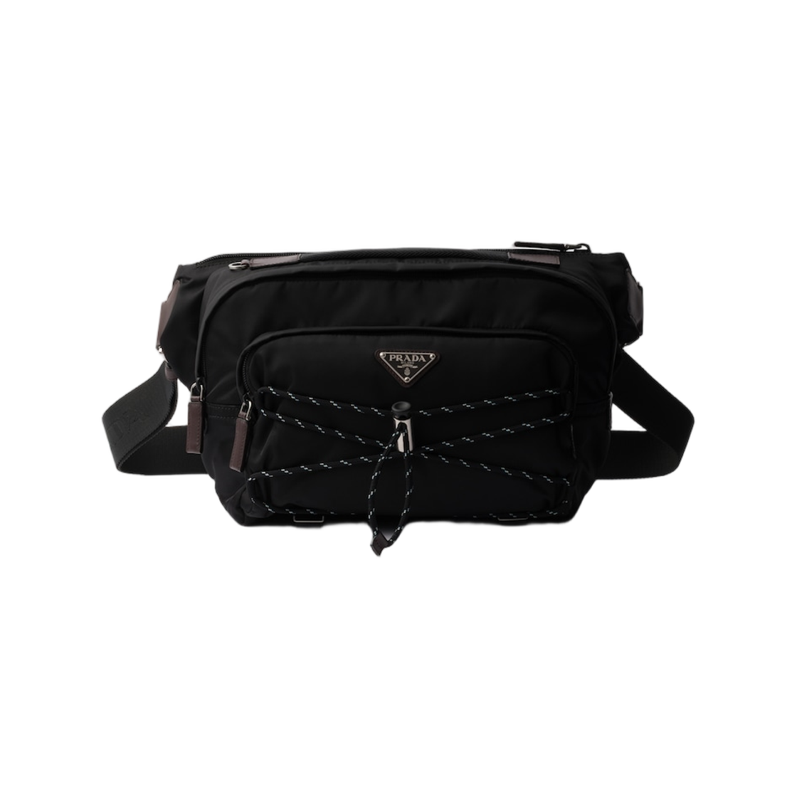 2VH201-2DMG-F0002 Prada Speedrock Re-Nylon and Leather Shoulder Bag Black