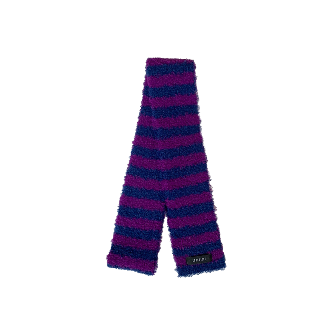 KS4CAMF006PP Kookeesee Hairy Stripe Knit Muffler Navy/Purple