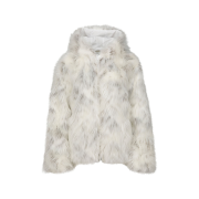 Nache Women Reversible Hoodie Faux Fur Jacket Cream - 25FW