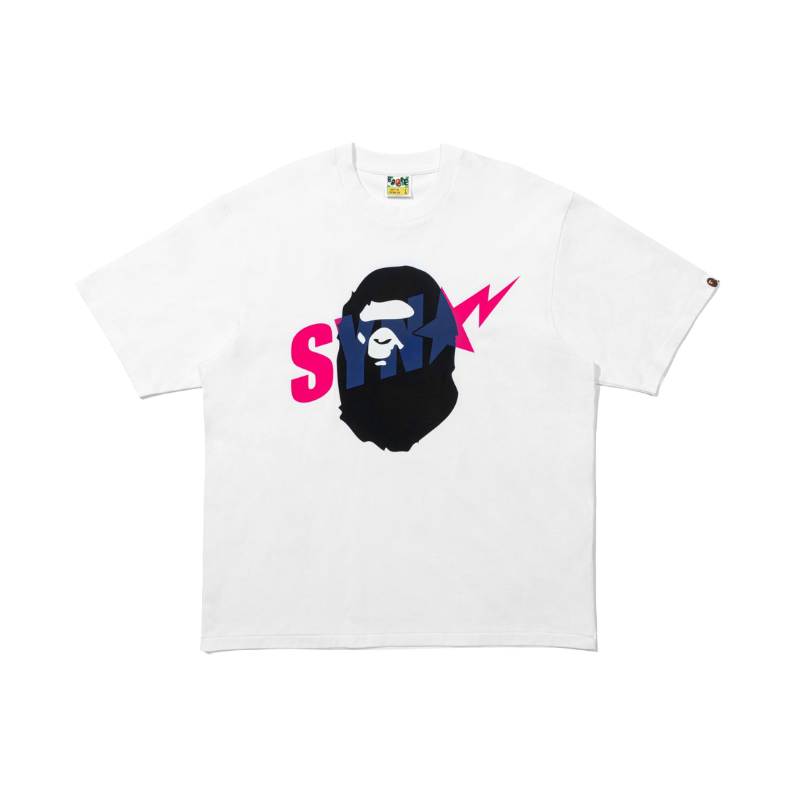 베이프 x 스포티파이 x 시나 월드 바이 센트럴 씨 에이프 헤드 릴렉스드 핏 티셔츠 화이트(BAPE x Spotify x SYNA World By Central Cee Ape Head Relaxed Fit T-Shirt White)