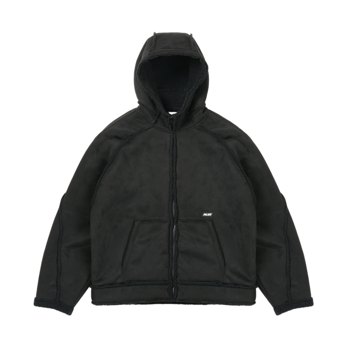 - Palace Sherpa Faux Suede Hooded Jacket Black - 25FW