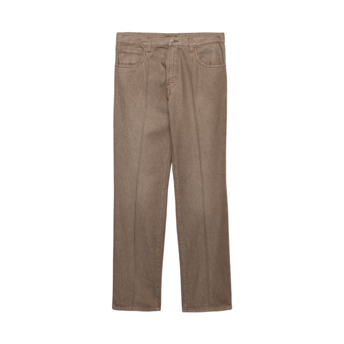 GEP437-18NF-F0631 Prada Five-Pocket Washed Denim Jeans Brown