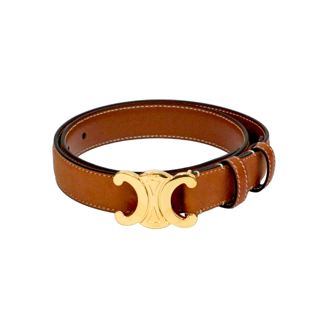 ITFSQIJLLJUH Celine Brown Leather Triomphe Belt C-B41359
