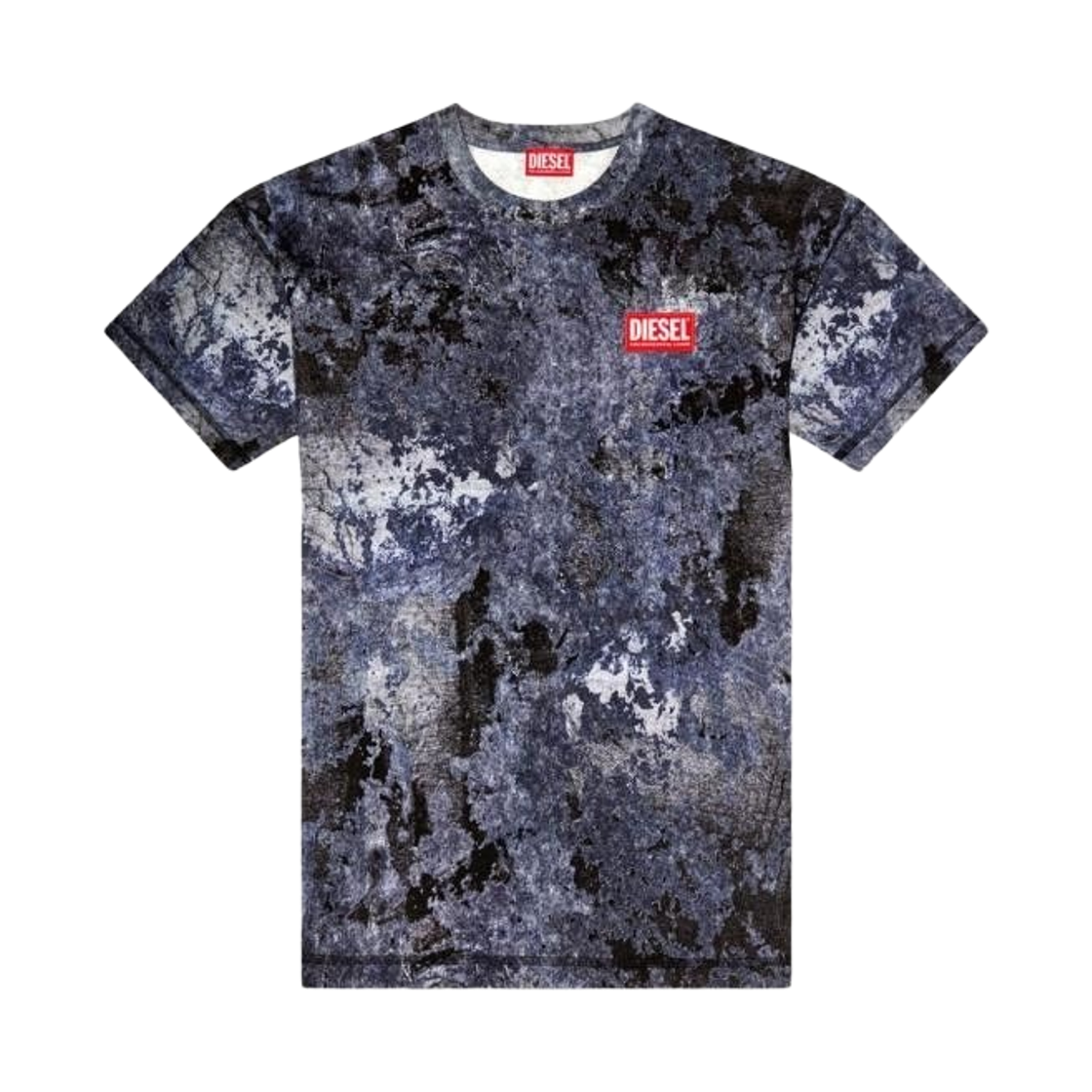A164030QLAF-89MA Diesel T-Boxt-R12 Mabel-Effect Burnout T-Shirt Blue
