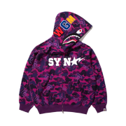 BAPE x Spotify x SYNA World By Central Cee Camo Shark Full Zip Hoodie Purple