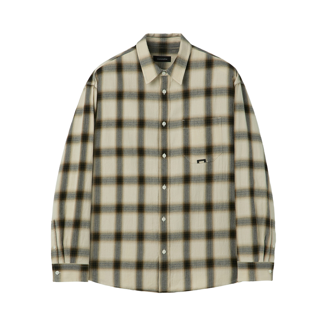 CWSAW25126BEX Customellow Oversized Fit Check Shirt Beige