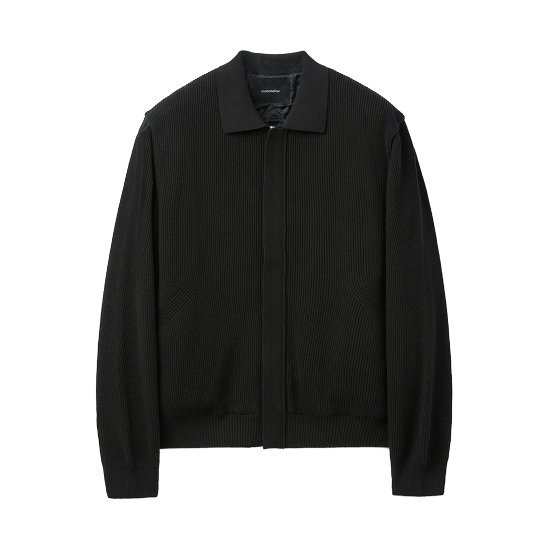 CWWAW25711BKX Customellow Lining Collar Cardigan Black