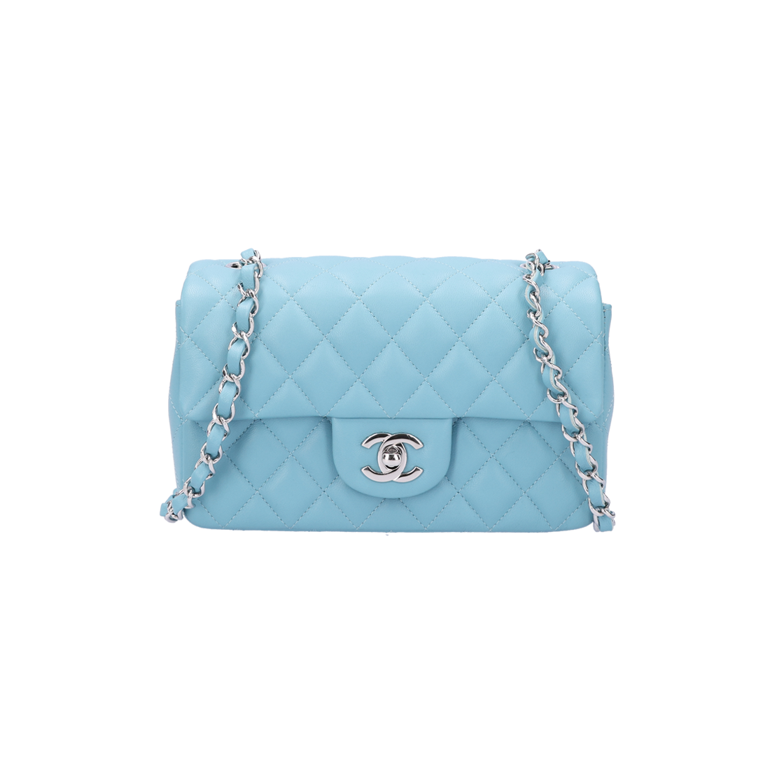 ITGBSM8V46U9 Chanel A69900 New Mini Flap Bag Lambskin Light Blue Silver Hardware