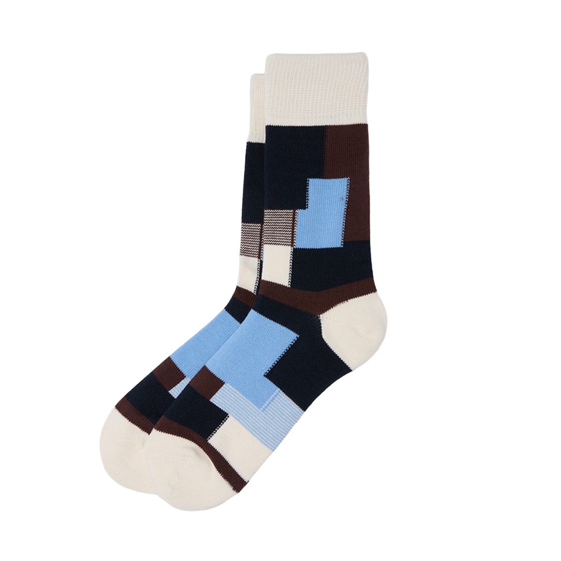 CALAX25514BRX Customellow Block Pattern Socks Brown