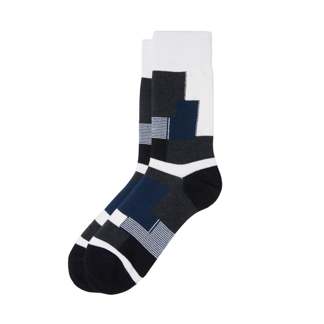 CALAX25514GYX Customellow Block Pattern Socks Gray