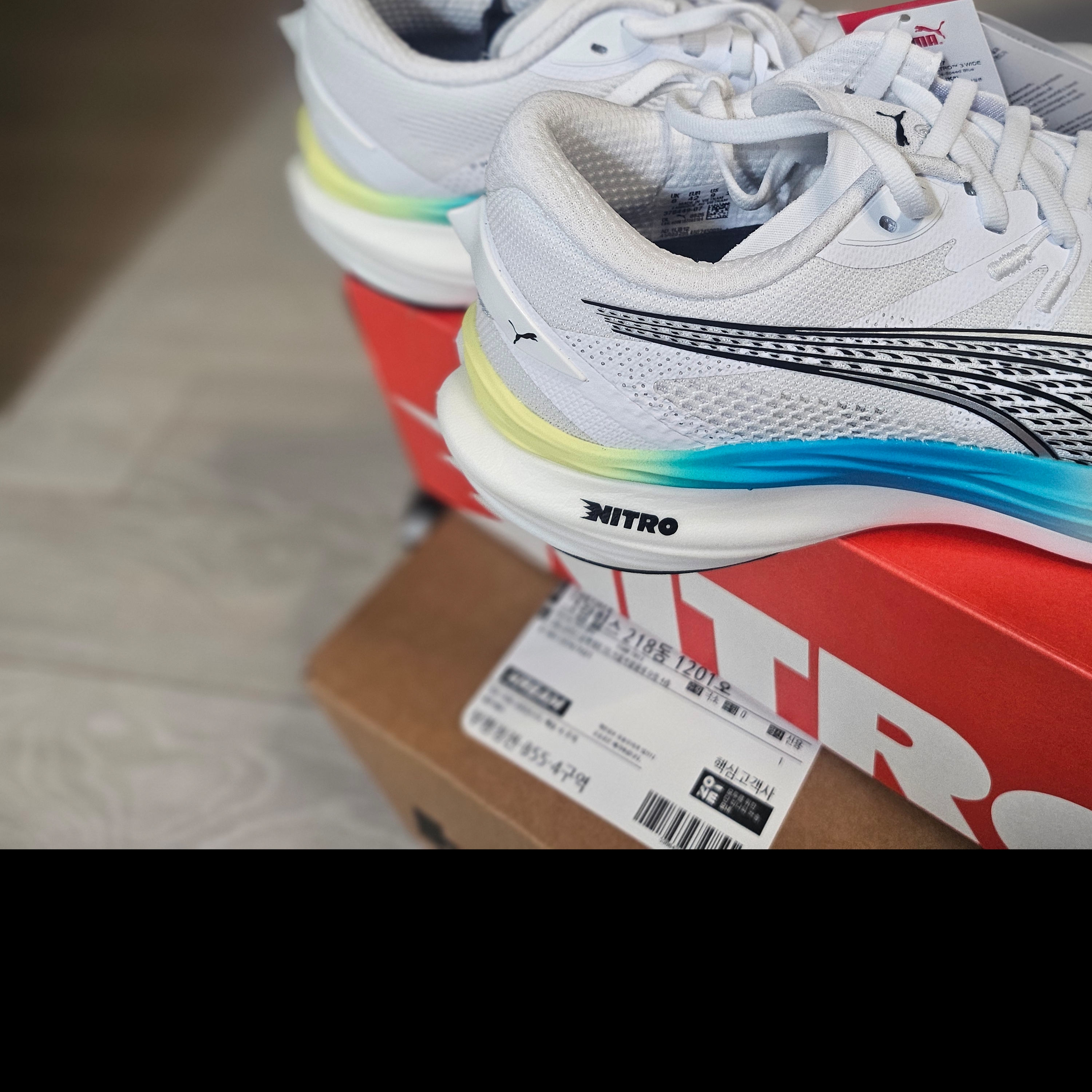 Puma Deviate Nitro 3 Wide White Speed Blue 착용 스타일