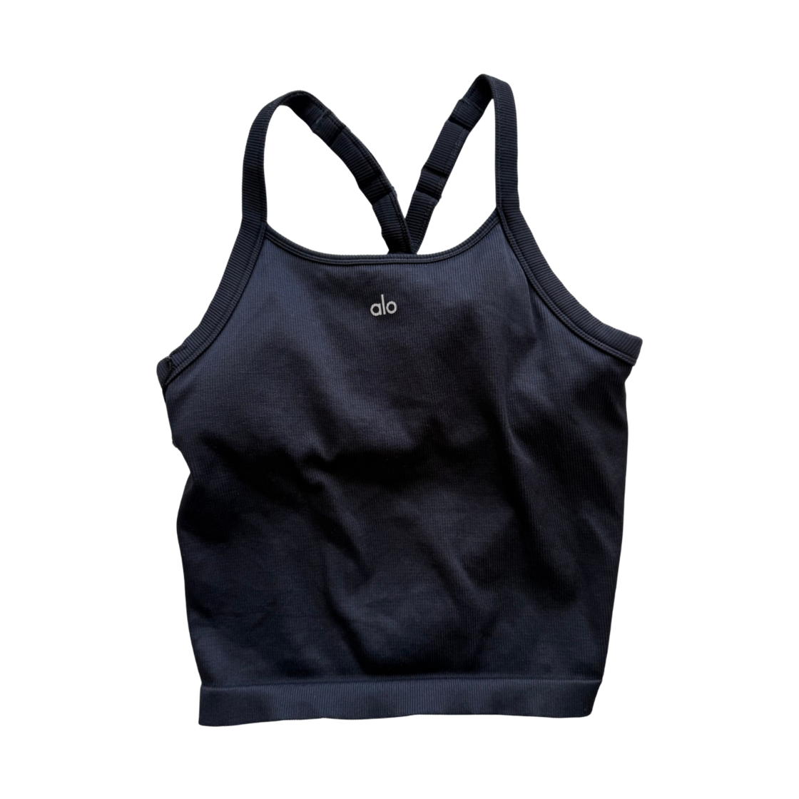 (W) 알로 요가 심리스 립드 페이버릿 풀 렝스 브라 탱크 블랙((W) Alo Yoga Seamless Ribbed Favorite Full Length Bra Tank Black)