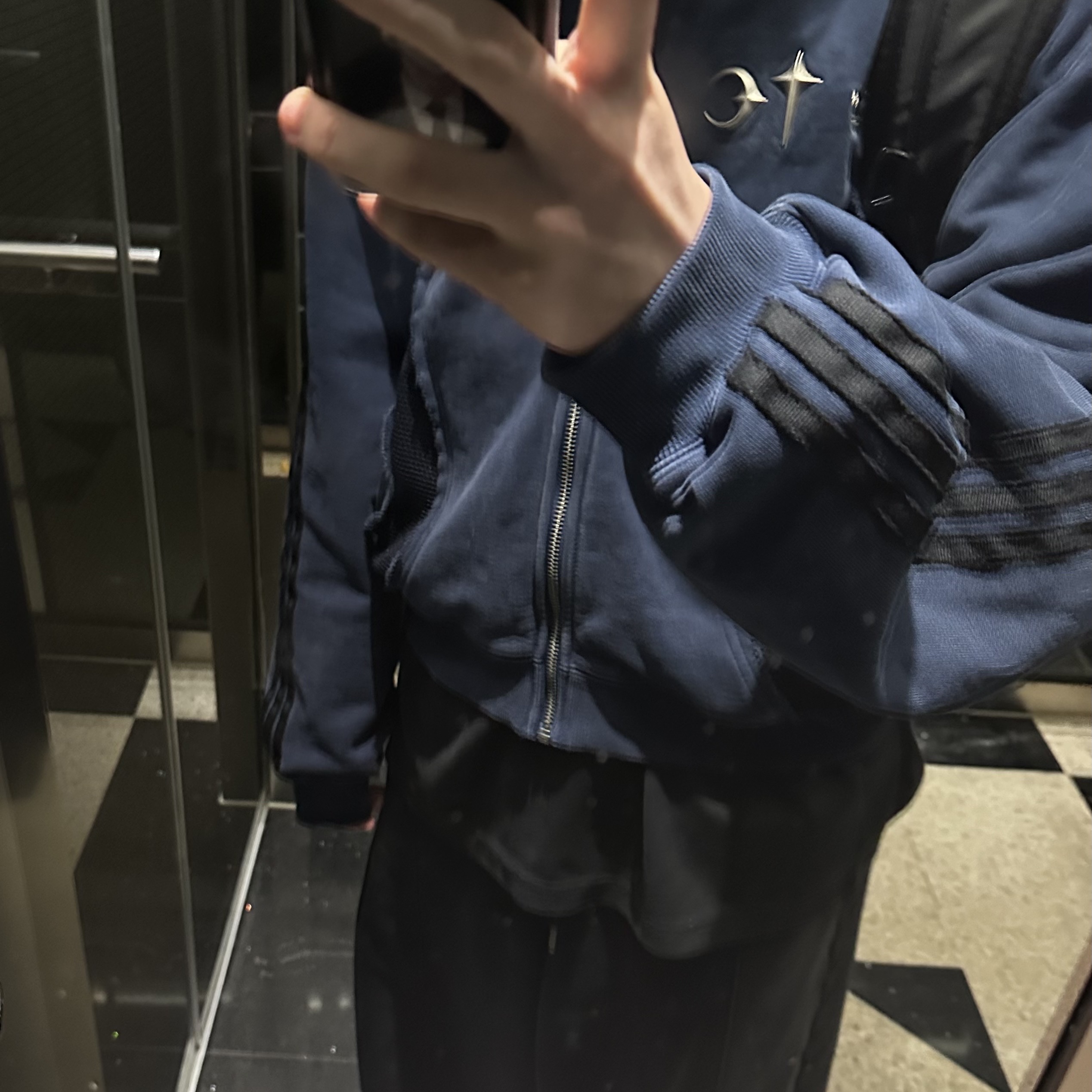 Adidas x Thug Club Teamgeist Sweat Hooded Zip Up Night Indigo - KR Sizing 착용 스타일